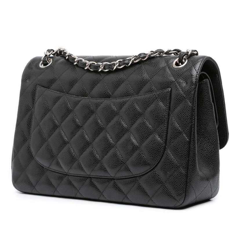 Chanel Jumbo Classic Caviar Double Flap Black Leather Good condition - Back View