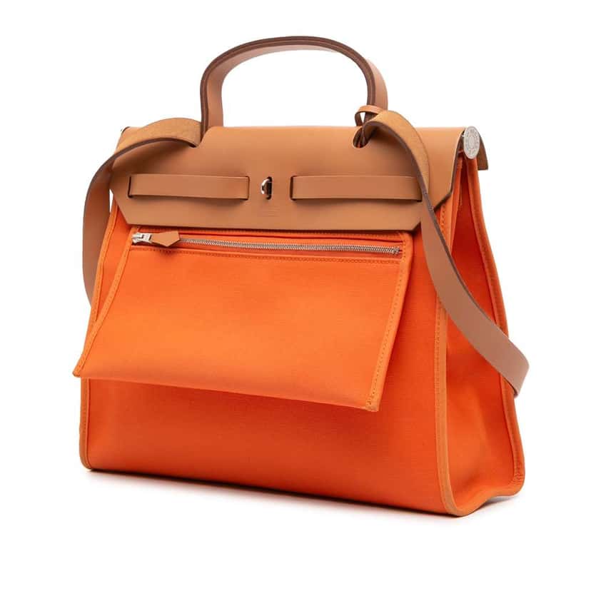 Hermès Toile Herbag Zip 31 Orange Canvas Good condition - Back View