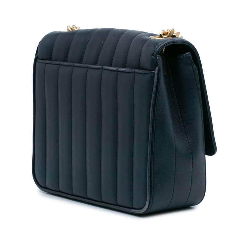 Saint Laurent Medium Lambskin Monogram Vicky Chain Bag Blue Leather Very good condition - Back View