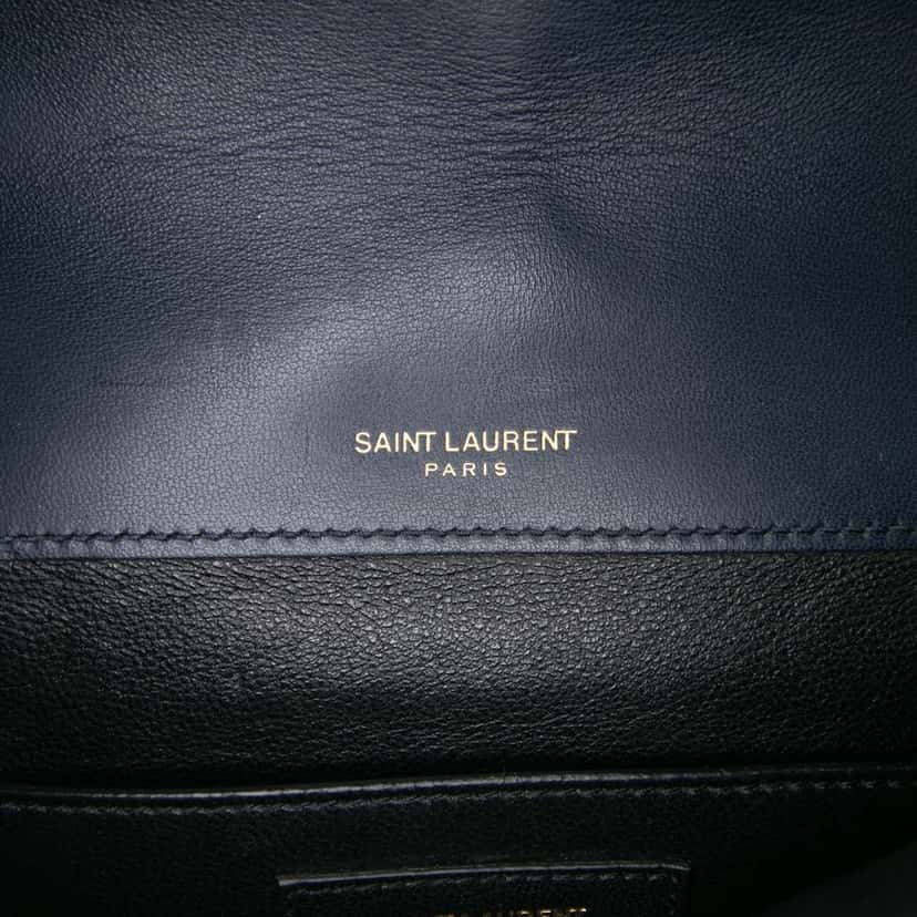 Saint Laurent Medium Lambskin Monogram Vicky Chain Bag Blue Leather Very good condition - Box View
