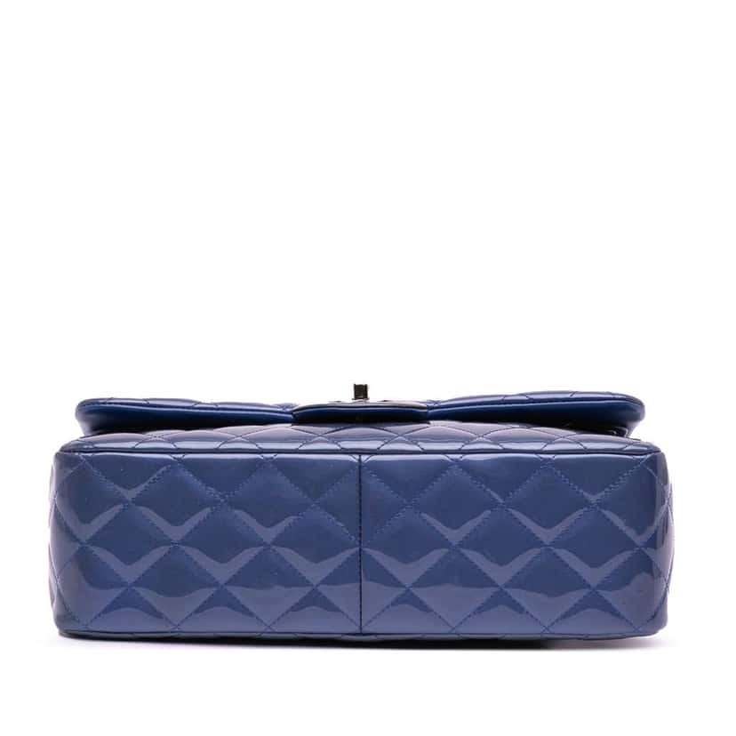 Chanel Jumbo Classic Patent Double Flap Blue Leather Good condition - Inside View