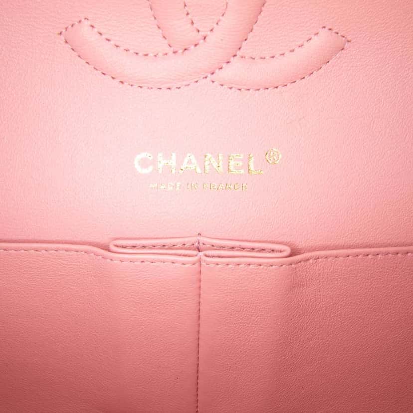 Chanel Medium Classic Quilted Tweed Braided Double Flap Pink Tweed Good condition - Box View