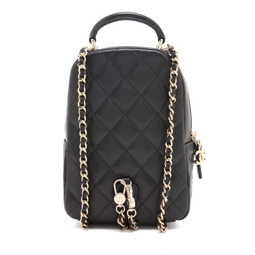 Chanel Mini CC Quilted Caviar Backpack Black Leather Very good condition - Back View