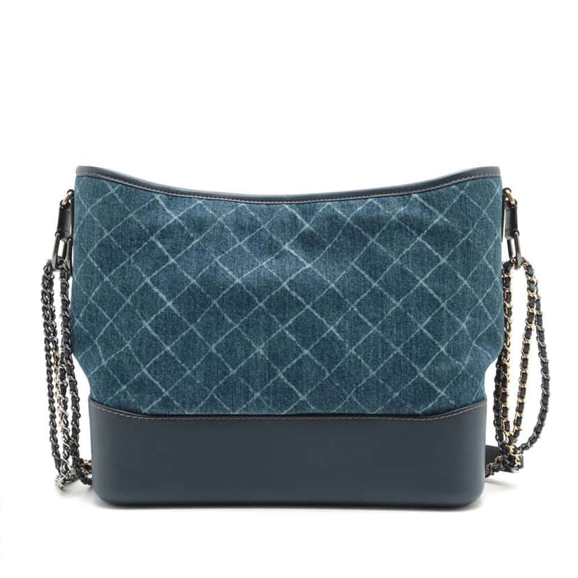 Chanel Large Printed Denim and Calfskin Gabrielle Hobo Blue Denim Good condition - Back View