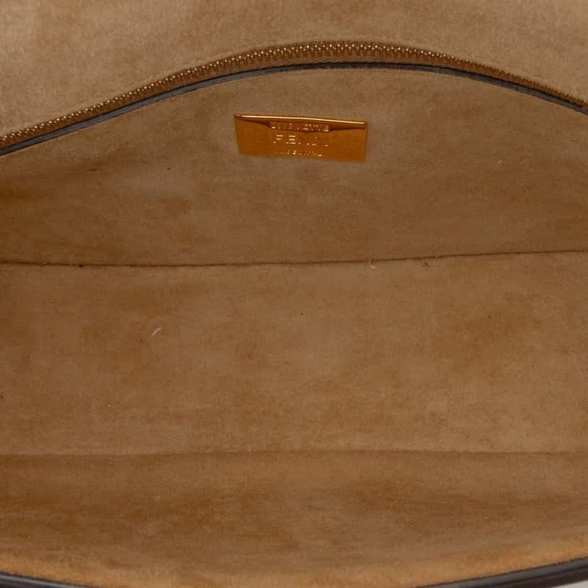 Fendi Leather Metal Stitch Baguette Satchel Brown Leather Good condition - Model View