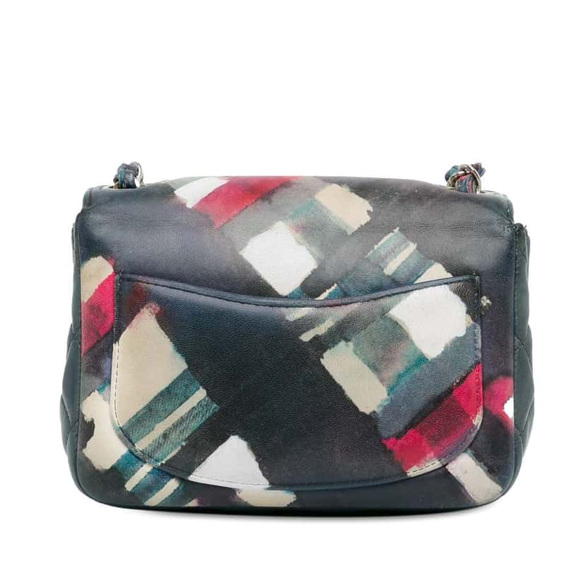 Chanel Mini Square Classic Airlines Printed Lambskin Single Flap Blue Leather Good condition - Inside View