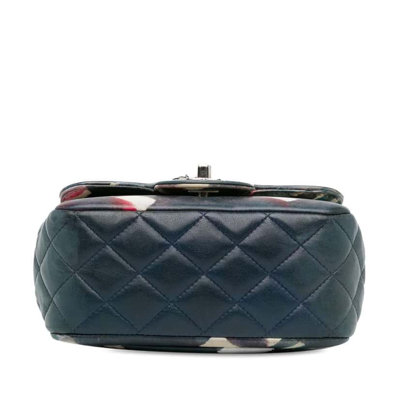 Chanel Mini Square Classic Airlines Printed Lambskin Single Flap Blue Leather Good condition - Model View