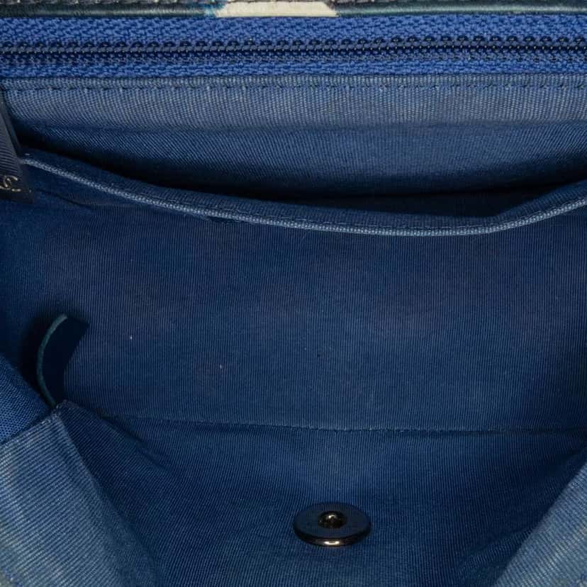 Chanel Mini Square Classic Airlines Printed Lambskin Single Flap Blue Leather Good condition - Box View