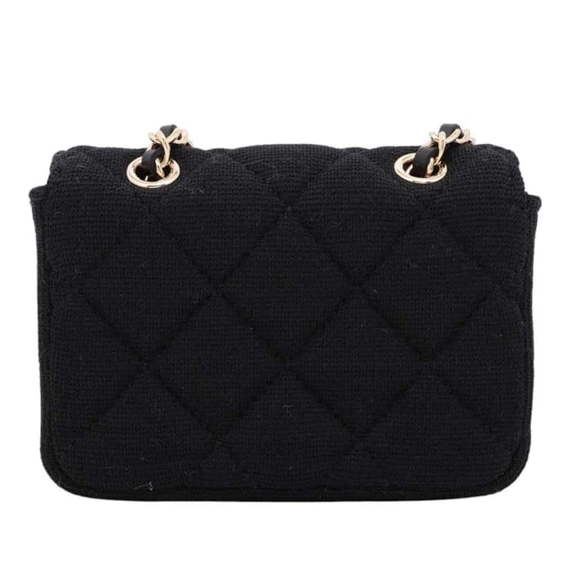 Chanel Mini Classic Jersey Flap Belt Bag Black Cotton Very good condition - Back View