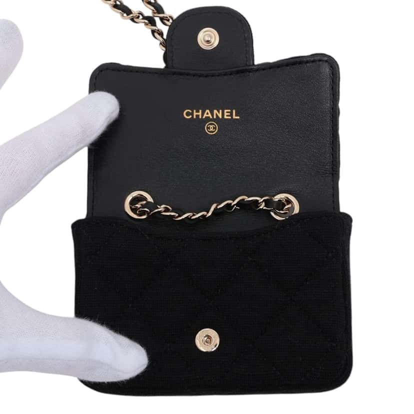 Chanel Mini Classic Jersey Flap Belt Bag Black Cotton Very good condition - Inside View