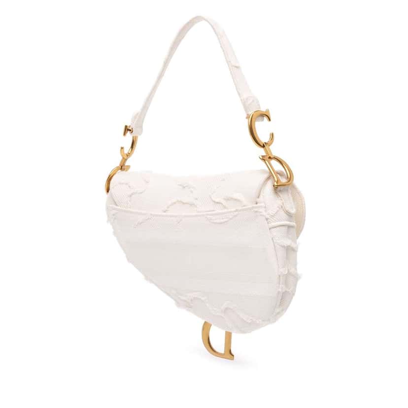 Dior Canvas Embroidered Camouflage Saddle Bag White Canvas Good condition - Back View