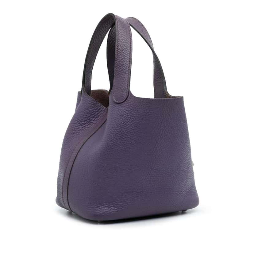 Hermès Clemence Picotin Lock 18 Purple Leather Good condition - Back View