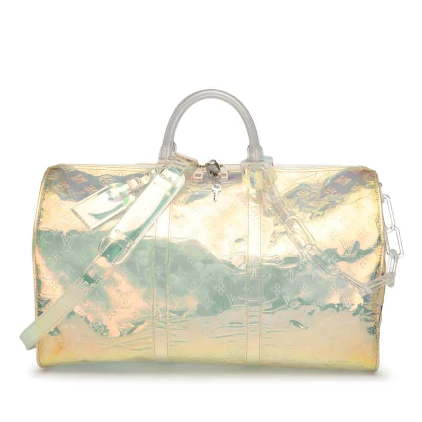 Louis Vuitton Monogram Prism Keepall Bandouliere 50 White Good condition - Front View