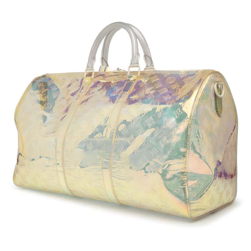 Louis Vuitton Monogram Prism Keepall Bandouliere 50 White Good condition - Back View