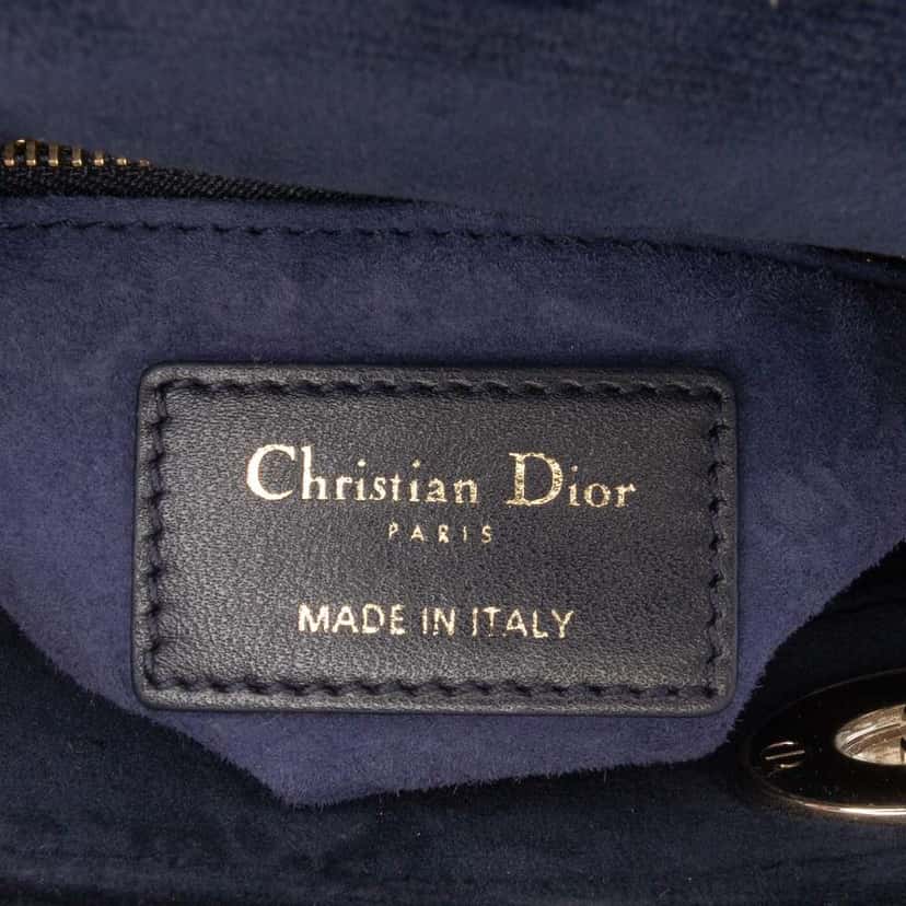 Dior Mini Velvet Cannage Lady Dior Blue Velvet Good condition - Box View