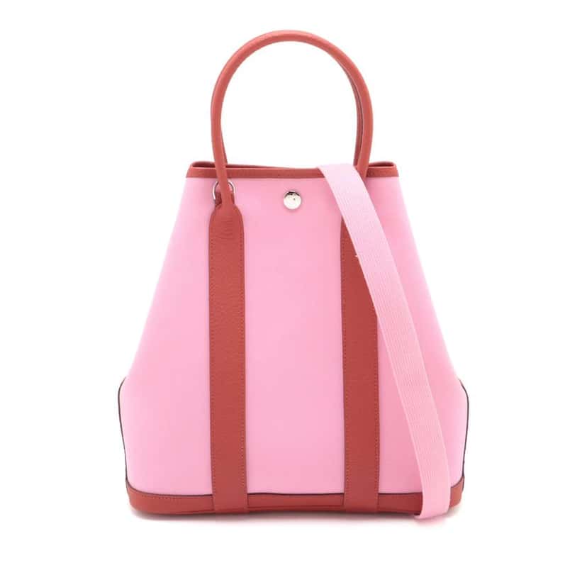 Hermès Toile and Negonda Garden File 28 Pink Canvas Very good condition - Front View