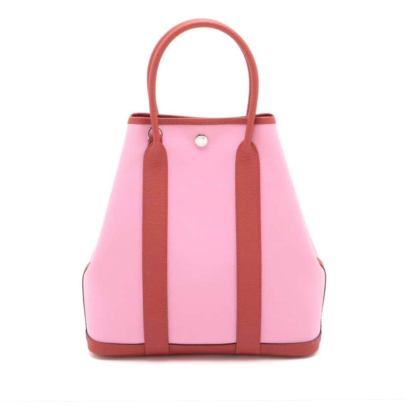 Hermès Toile and Negonda Garden File 28 Pink Canvas Very good condition - Back View