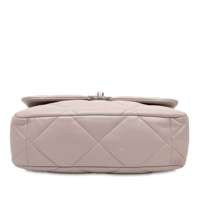 Chanel Large Lambskin 19 Flap Grey Leather Good condition - Inside View