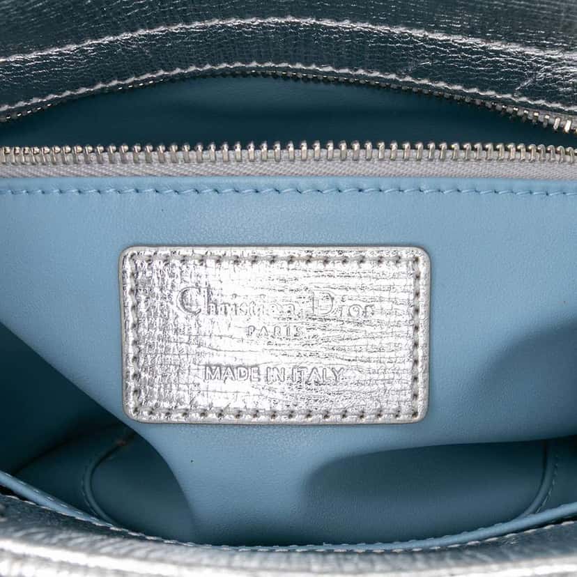 Dior Small Metallic Grained Calfskin Cannage My ABCDior Lady Dior Silver Leather Good condition - Box View