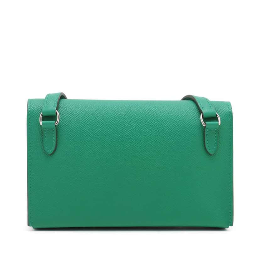 Hermès Epsom Hermesnap Wallet On Strap Green Leather Very good condition - Back View