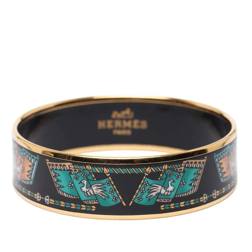 Hermès Wide Printed Enamel Bangle 65 Black Very good condition - Inside View