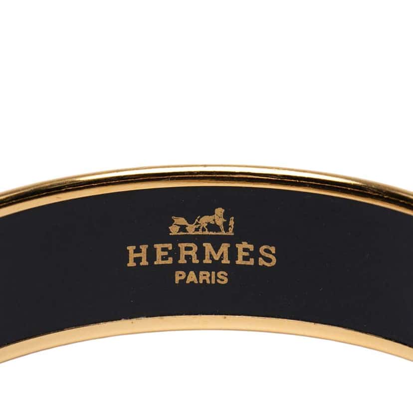 Hermès Wide Printed Enamel Bangle 65 Black Very good condition - Model View