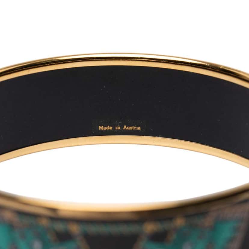 Hermès Wide Printed Enamel Bangle 65 Black Very good condition - Box View
