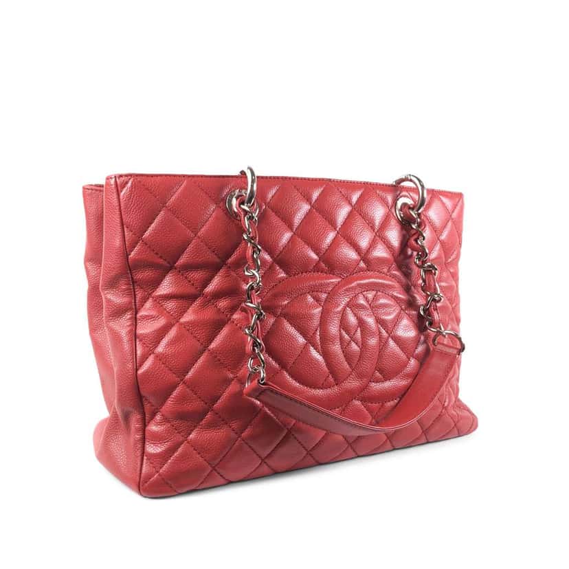 Chanel Caviar Grand Shopping Tote Red Leather Good condition - Back View