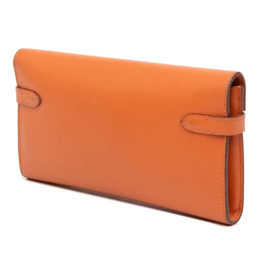 Hermès Epsom Kelly Longue Wallet Orange Leather Very good condition - Back View