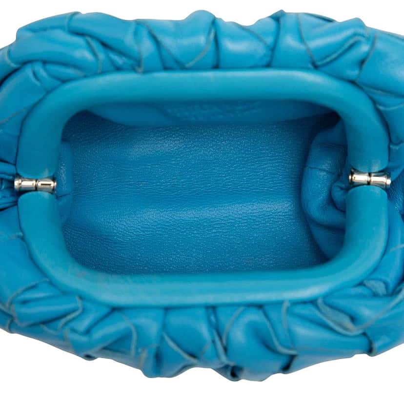 Bottega Veneta Nappa Intrecciato The Extra Mini Pouch Crossbody Blue Leather Good condition - Model View