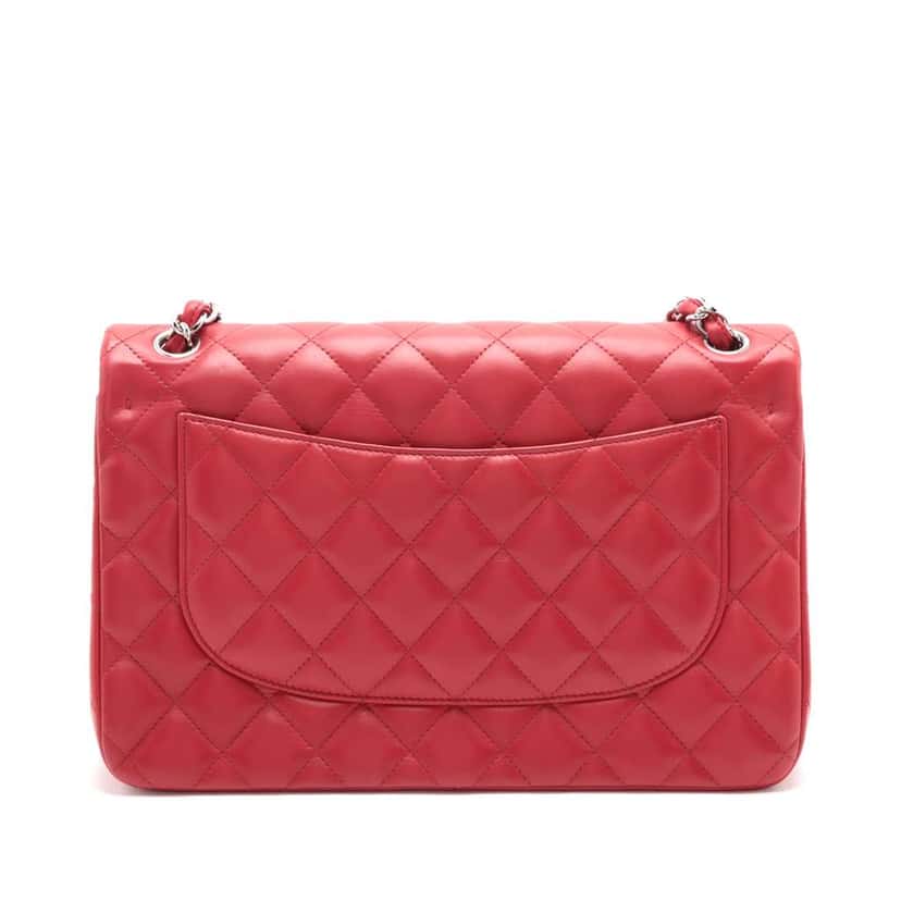 Chanel Jumbo Classic Lambskin Double Flap Red Leather Good condition - Back View