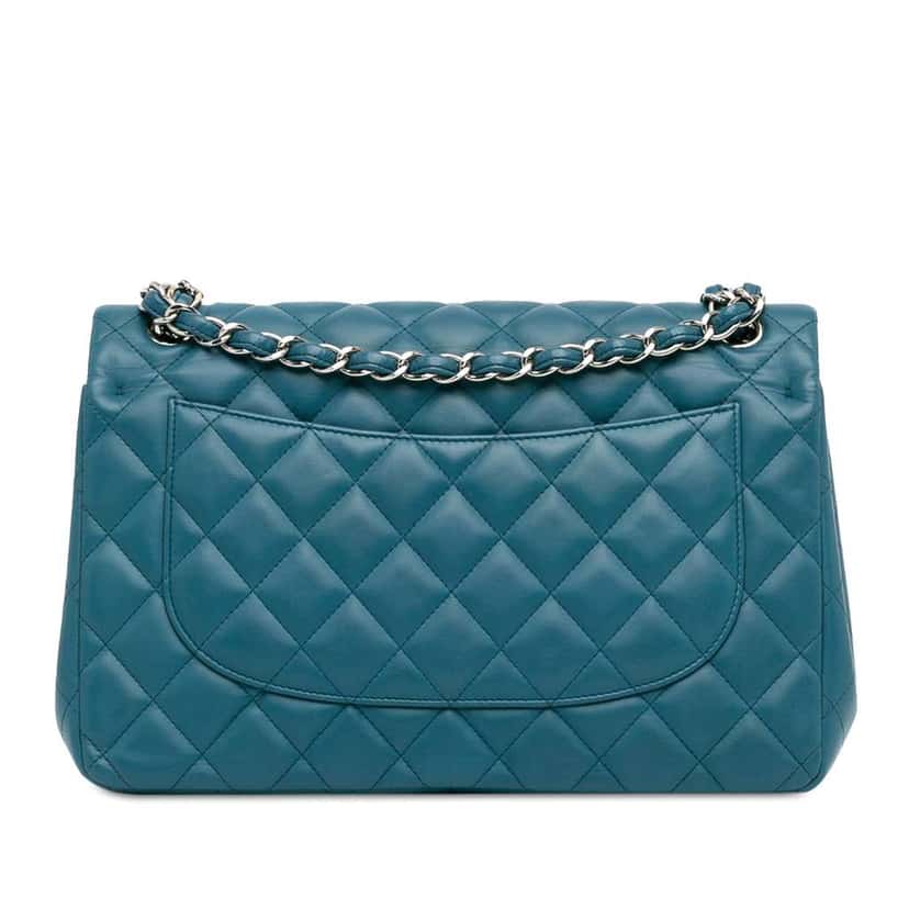 Chanel Jumbo Classic Lambskin Double Flap Blue Leather Good condition - Inside View