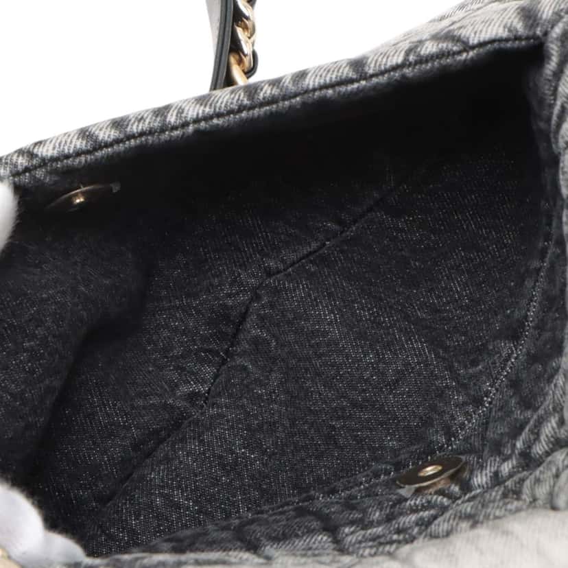 Chanel Large Quilted Washed Denim 19 Flap Grey Denim Good condition - Inside View