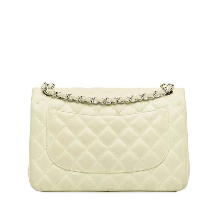 Chanel Jumbo Classic Caviar Double Flap White Leather Very good condition - Inside View