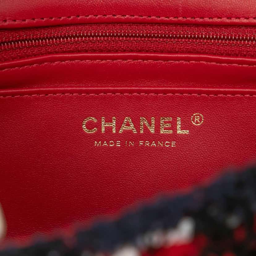 Chanel Mini Rectangular Classic Tweed Single Flap Red Tweed Good condition - Box View