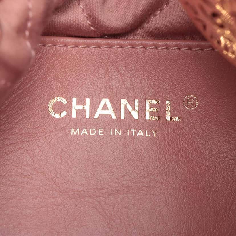 Chanel Mini Quilted Metallic Calfskin 22 Handbag Pink Leather Good condition - Box View