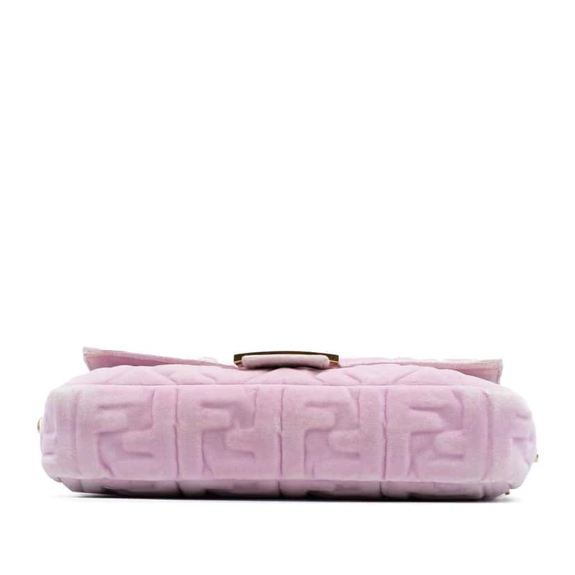 Fendi Zucca Embossed Velvet Baguette Satchel Pink Velvet Good condition - Inside View