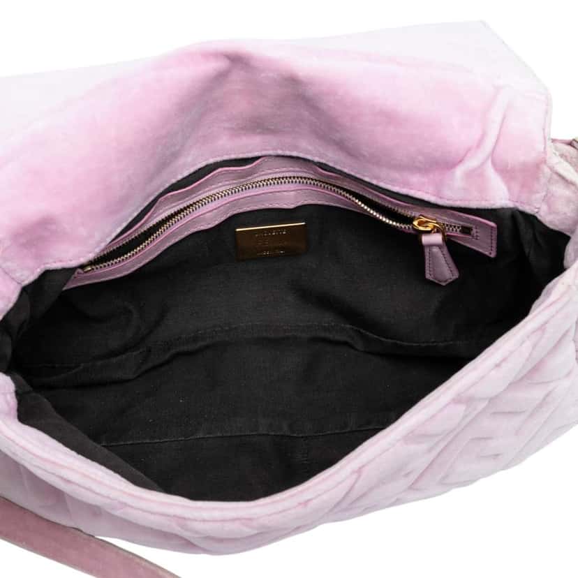 Fendi Zucca Embossed Velvet Baguette Satchel Pink Velvet Good condition - Model View