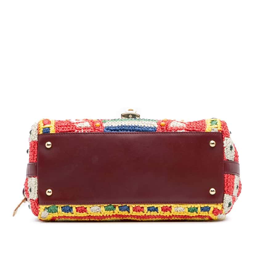 Dolce & Gabbana Raffia Crochet Sicilian Cart Miss Sicily Satchel Red Good condition - Inside View