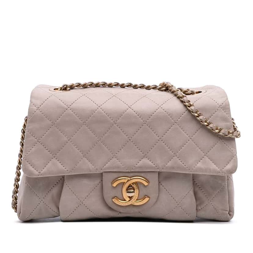 Chanel Small Aged Calfskin Chic Quilt Flap Brown Leather Good condition - Front View