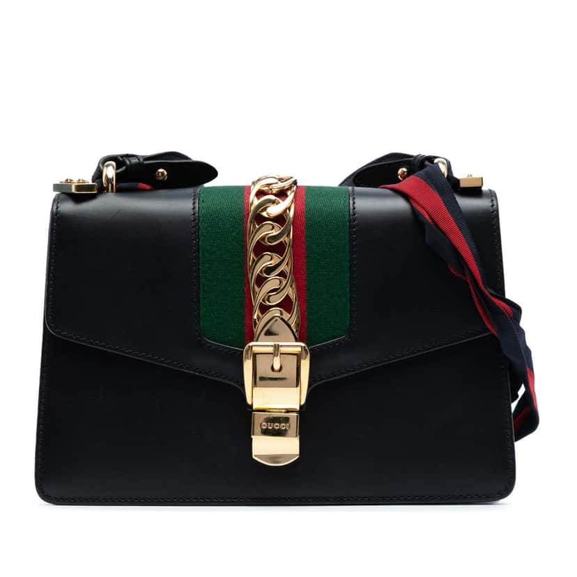 Gucci Small Leather Sylvie Satchel Black Leather Good condition - Front View