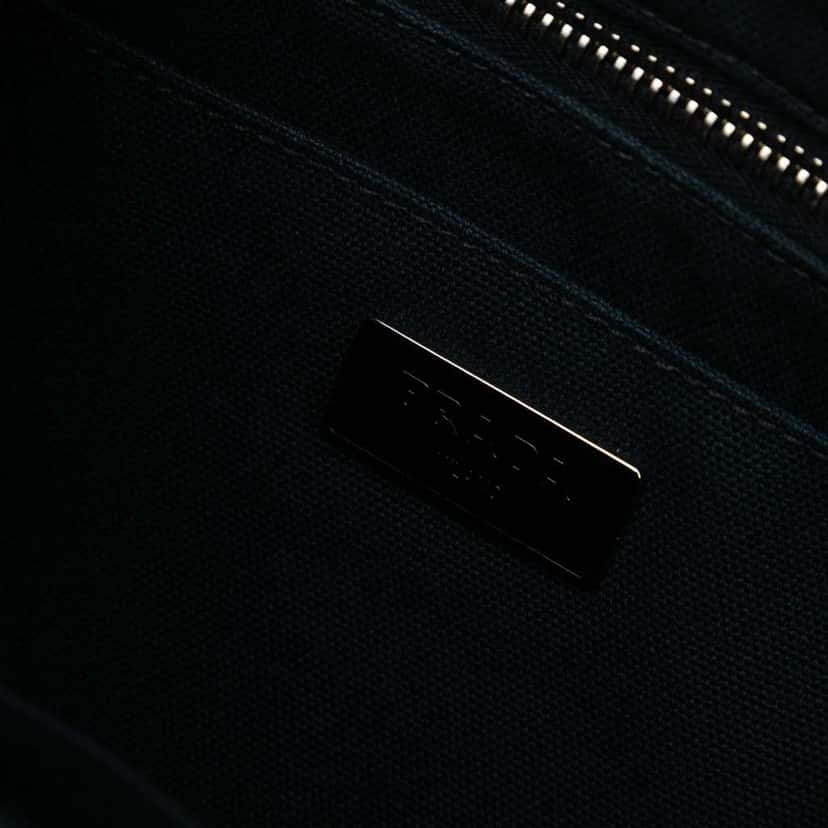 Prada Small Feather Trimmed Canvas Canapa Satchel Black Canvas Good condition - Box View