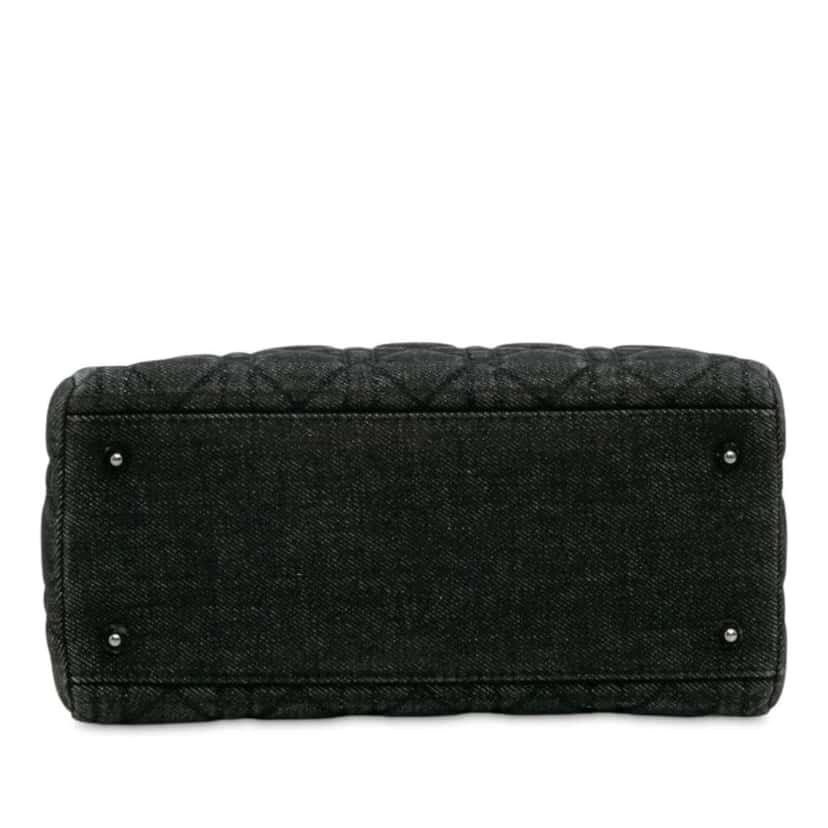 Dior Medium Denim Cannage Lady Dior Black Denim Good condition - Inside View