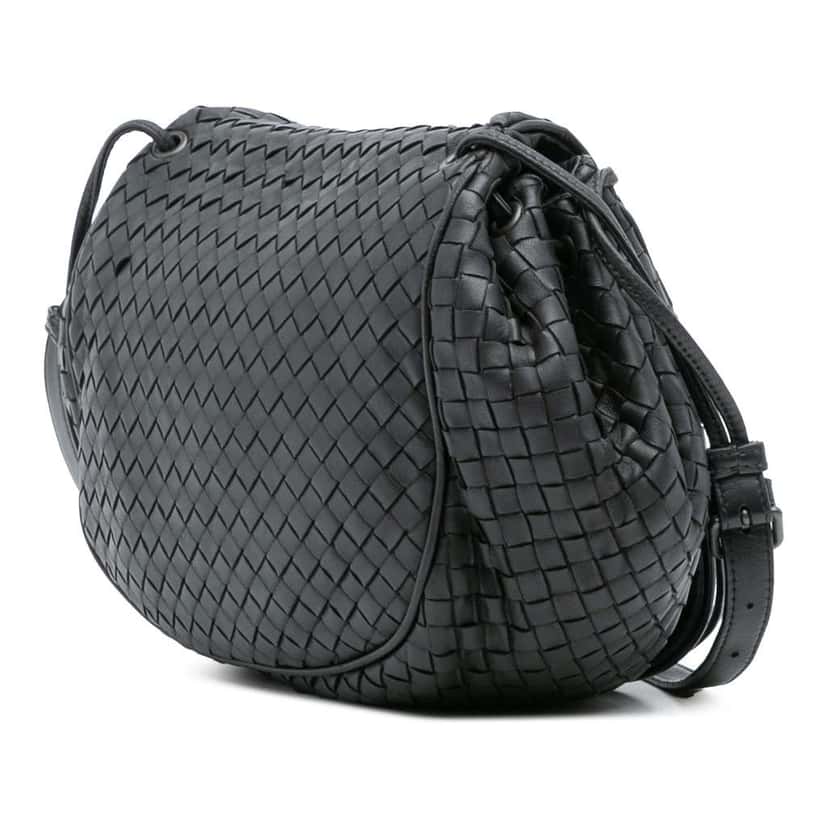 Bottega Veneta Nappa Intrecciato Flap Crossbody Black Leather Good condition - Back View