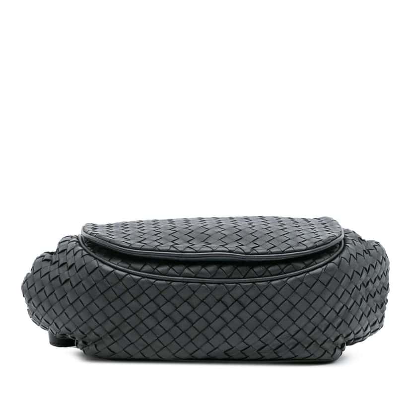 Bottega Veneta Nappa Intrecciato Flap Crossbody Black Leather Good condition - Inside View