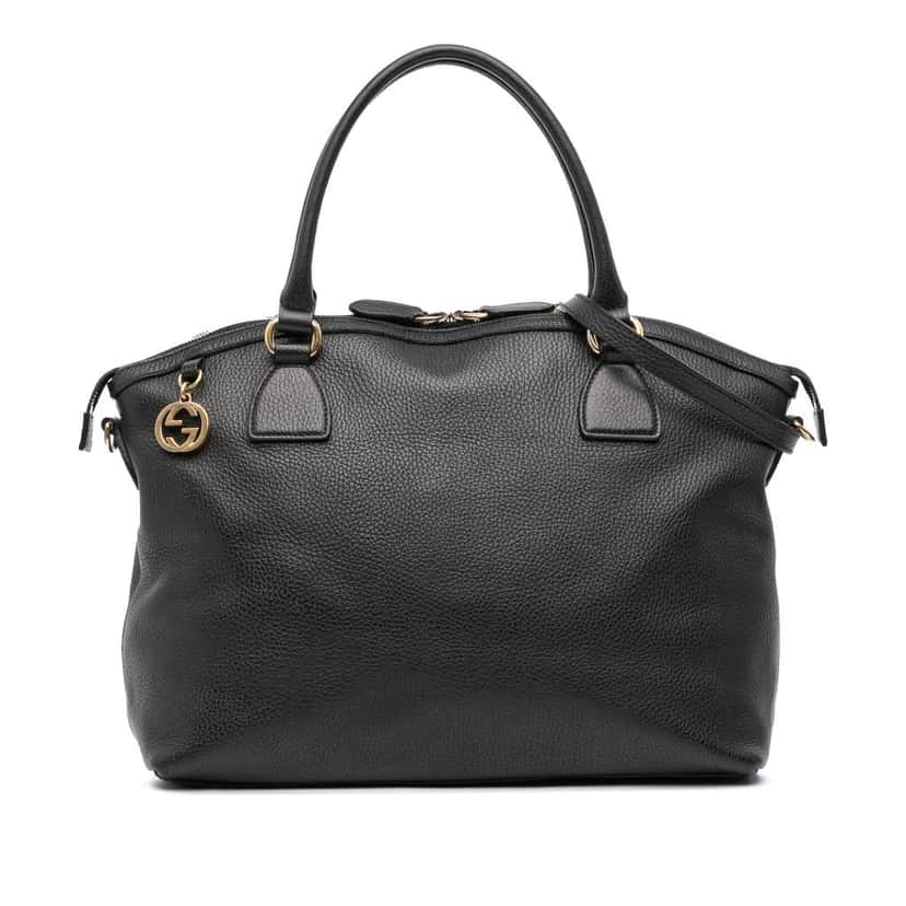 Gucci Large Dollar Calfskin GG Charm Dome Satchel Black Leather Good condition - Front View