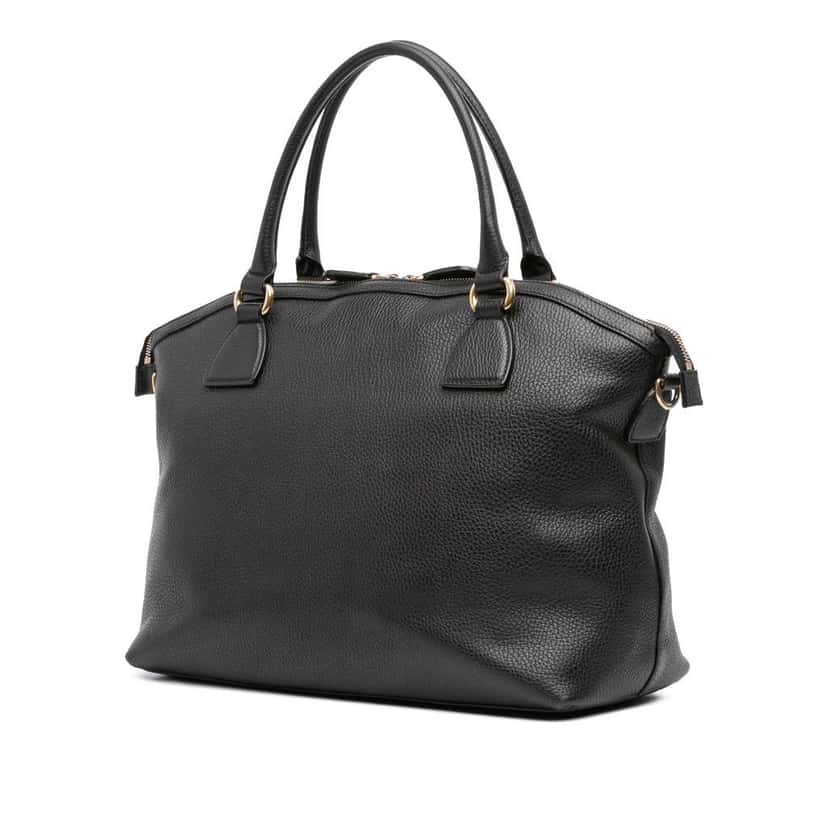 Gucci Large Dollar Calfskin GG Charm Dome Satchel Black Leather Good condition - Back View