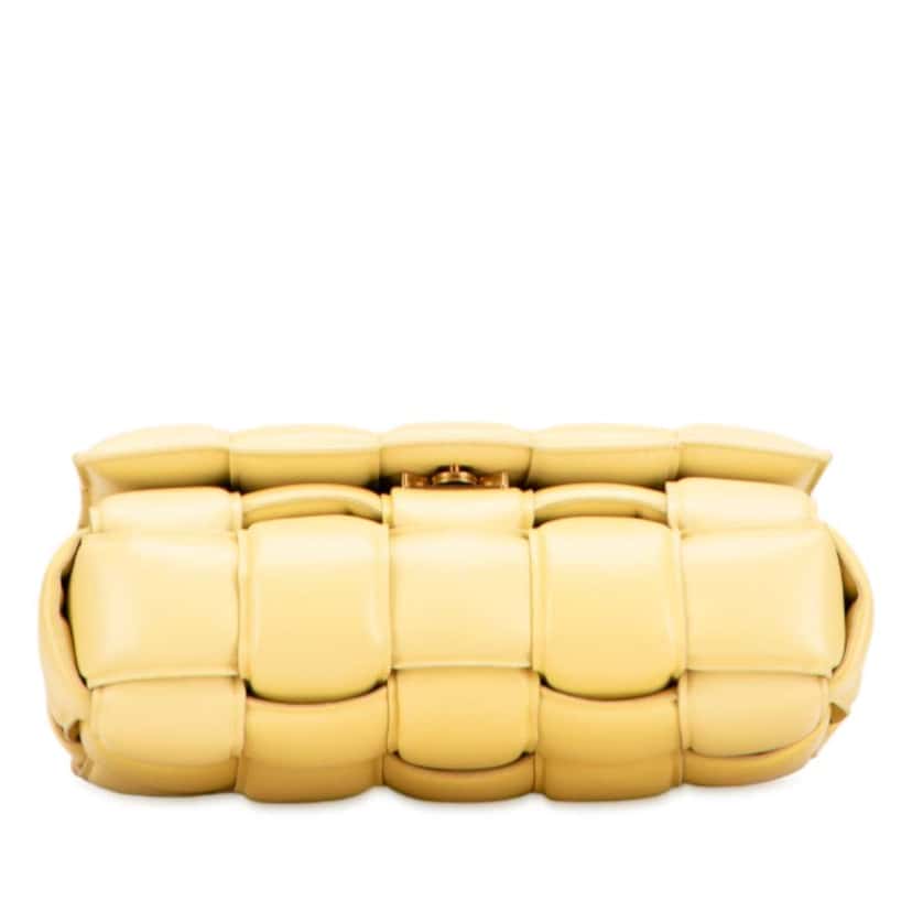Bottega Veneta Nappa Intrecciato Padded Chain Cassette Satchel Yellow Leather Good condition - Inside View