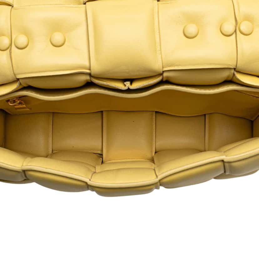 Bottega Veneta Nappa Intrecciato Padded Chain Cassette Satchel Yellow Leather Good condition - Model View