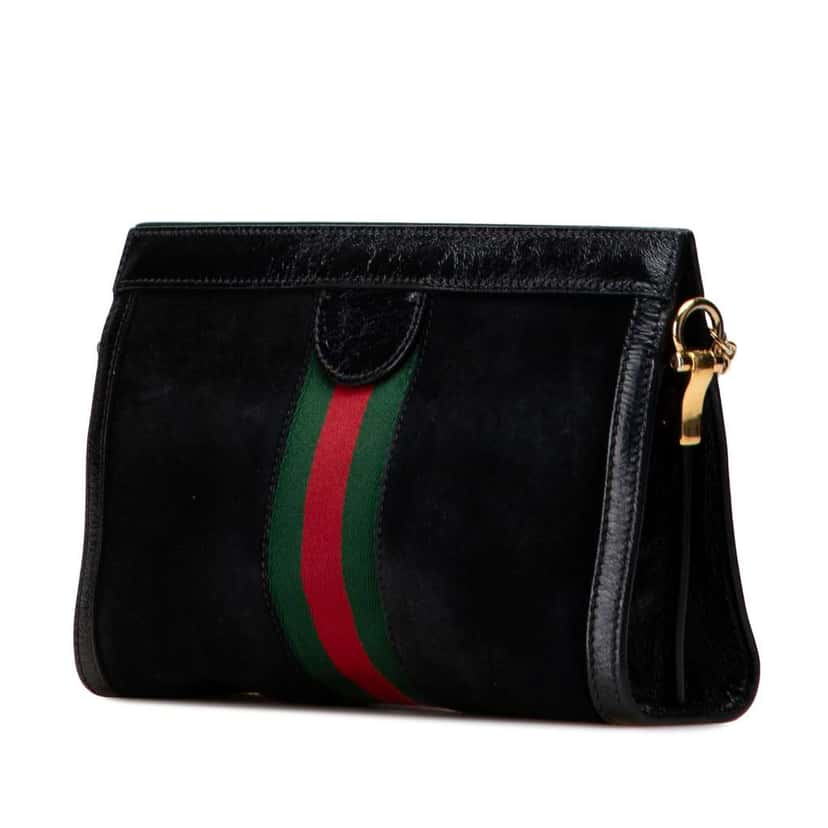 Gucci Small Suede Ophidia Chain Crossbody Black Leather Good condition - Back View